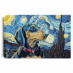 Cute Dachshund Starry Night Framed Canvas Unframed Poster - Funny Selfie Dachshund Doxie Face Decor Wall Art