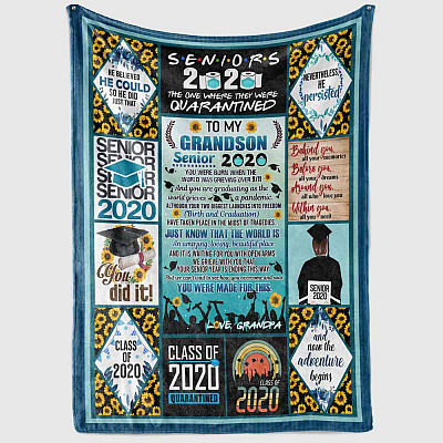 Alternative view of To My Grandson Senior 2020 You Were Born When The World Was Grieving From Grandpa Fleece Blanket - Premium Sherpa Blanket