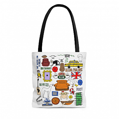 Friends TV Show All Over Print Tote Bag - Shoulder Bag - Reusable Grocery Shopping Bag