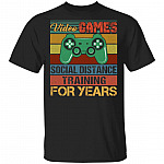 Video Games Gamer Social Distance Training For Years Vintage Retro T-shirt, Black, Unisex T-Shirt