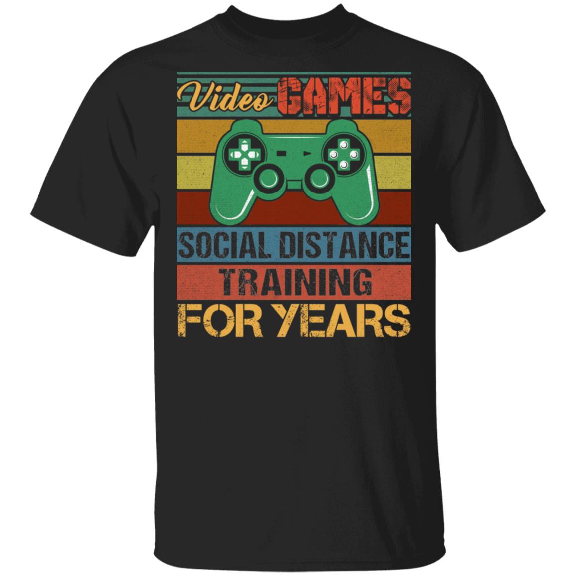 Video Games Gamer Social Distance Training For Years Vintage Retro T-shirt, Black, Unisex T-Shirt