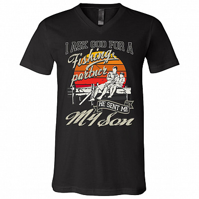 I Asked God For A Fishing Partner T-Shirt - He Sent Me My Son Tee Shirt Dad Son Fishing Lover Fisherman Shirt