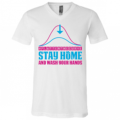 Stay Home Flatten T-Shirt - V-Neck Tee