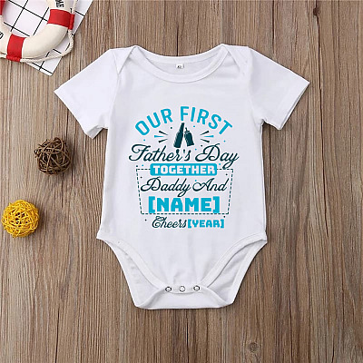 Alternative view of Personalized Our First Father's Day Together Cute Baby Onesie - Funny Drinking Onesies for Toddlers