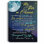 My Star In Heaven Gallery Wrapped Framed Canvas Prints - Memorial Gifts For Loss Of Father Unframed Poster, White, 0.75'' Framed Canvas