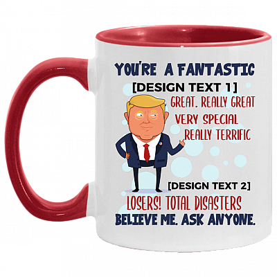 Personalized You're a Fantastic Mom Great Really Great Accent Mug, White/Red, 11 oz. Accent Mug