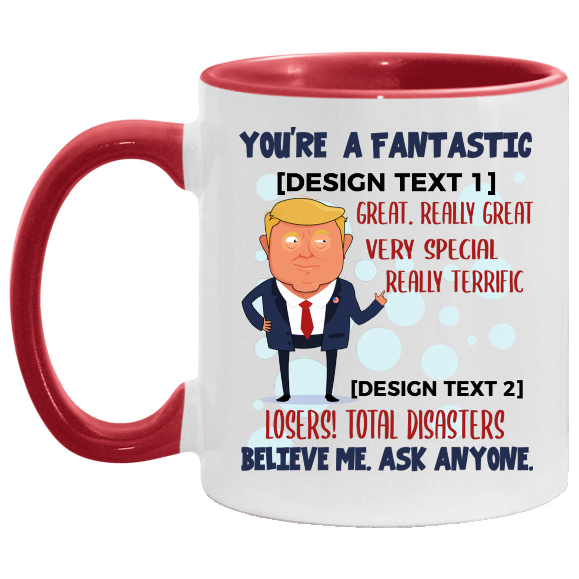 Personalized You're a Fantastic Mom Great Really Great Accent Mug, White/Red, 11 oz. Accent Mug