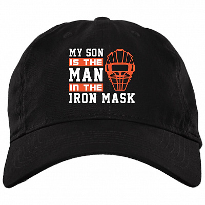 My Son Is The Man In The Iron Mask Twill Cap - High-Profile Snapback - Trucker Hat, Black, Brushed Twill Dad Cap