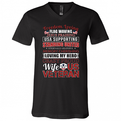 Freedom Loving - Flag Waving- Jesus Praising T-Shirt - V Neck