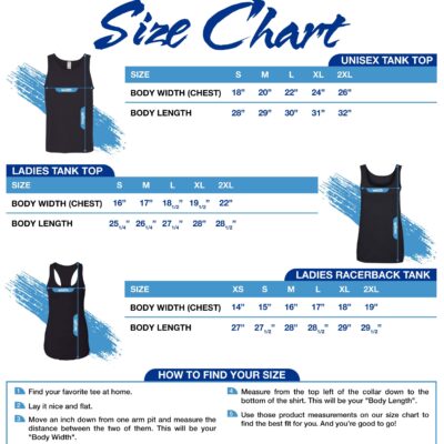 Custom Apparel Tank Top Size Chart