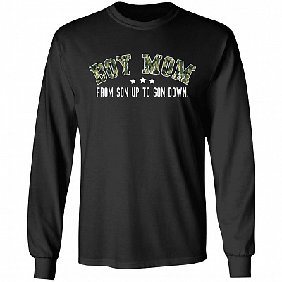 Boy Mom from Son Up to Son Down Hoodie - Sweatshirt - Long Sleeve Shirt, Black, Long Sleeve