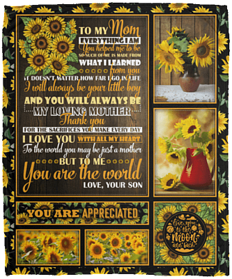 To My Mom Everything I Am You Helped Me to Be - from Son Mothers Day 2020 Fleece Blanket-Premium Sherpa Blanket