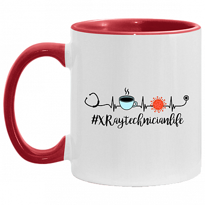 X-Ray Technician Life Coffee Heart Beat 2020 Quarantined Accent Mug