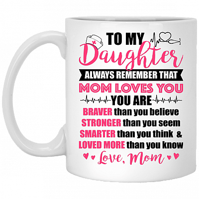 To My Nurse Daughter Always Remember That Mom Loves You Ceramic Coffee Mug - Beer Stein - Water Bottle
