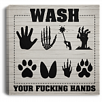 Wash Your Fucking Hands Wrapped Framed Canvas Prints - Funny Bathroom Sign Home Decor Wall Art