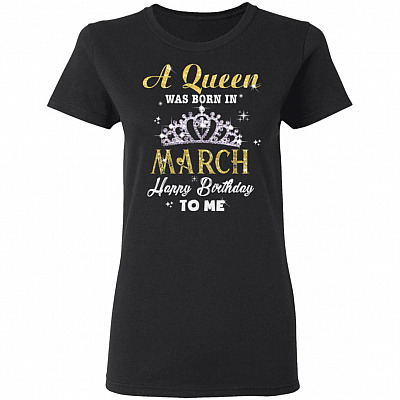 A Queen was Born in March Happy Birthday to Me Premium Ladies T-Shirt - Ladies Triblend Dolman Sleeve T-Shirt