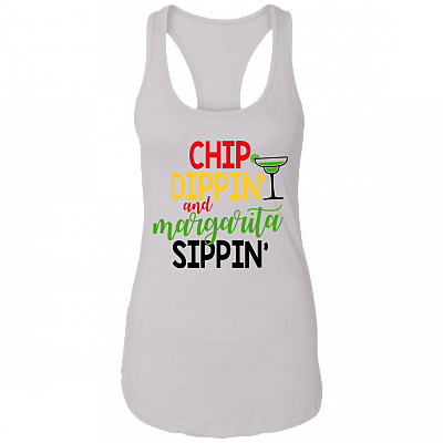 Chip Dippin' And Margarita Sippin' Cotton Tank Top Tee - Ladies Racerback Tank