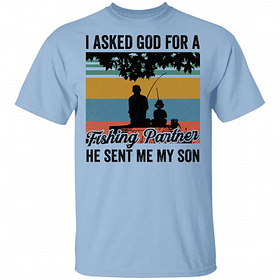 I Asked God for a Fishing Partner He Sent My Son Vintage Retro Dad T-Shirt