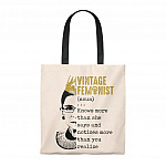 Vintage Feminist Knows More Than She Says and Notices More Than You Realize RBG Canvas Tote Bag - Shoulder Bag