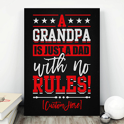 Alternative view of Personalized a Grandpa Is Just a Dad with No Rules - Personalized Grandpa Gift Framed Canvas Prints-Unframed Poster