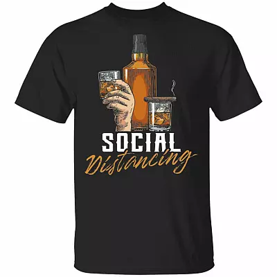Social Distancing Cigar Whiskey T-Shirt - Vintage Whiskey and Cigar Lover Gift