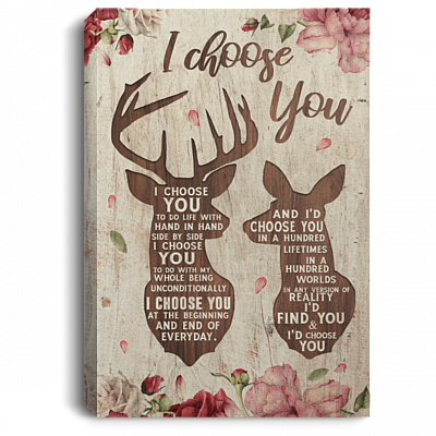 Deer To My Love I Choose You Deer Lover Wrapped Framed Canvas Unframed Poster - Deers Couple Decor Wall Art