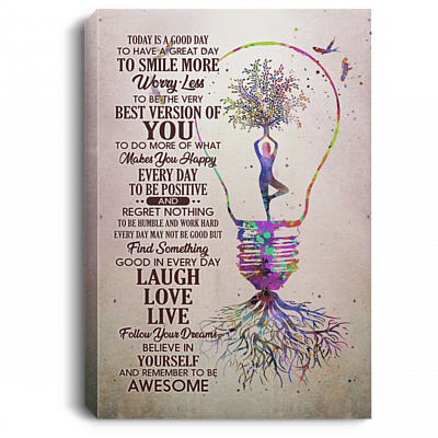 Yoga Smile More Worry Less Framed Canvas Print Unframed Poster - Yoga Good Day Laugh Love Live Decor Wall Art