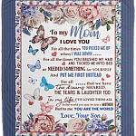 To My Mom I Love You for All the Times - Gift from Son Fleece Blanket - Premium Sherpa Blanket - Woven Blanket