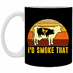 I'd Smoke That BBQ Grilling Funny Party Vintage Ceramic Coffee Mug Beer Stein - Funny BBQ Smoke Lover Mug