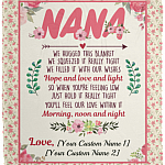 Personalized Name Nana We Hugged This Blanket Hope and Love and Light Morning Noon and Night Fleece Blanket – Premium Sherpa Blanket, White, Cozy Plush Fleece Blanket - 50x60
