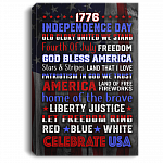 America Fourth of July Gallery Wrapped Framed Canvas Prints - Unframed Poster - Home Decor Wall Art, White, 0.75'' Framed Canvas