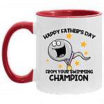 Happy Father's Day From Your Swimming Champion Ceramic Accent Mug - Coffee Mug, White/Red, 11 oz. Accent Mug