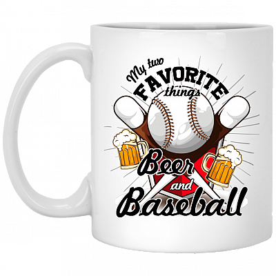 My Favorite 2 Things Are Beer And Baseball Ceramic Coffee Mug - Water Bottle - Color Changing Mug, White, 11 oz. White Mug
