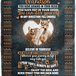 Grandpa to My Grandson You Have Brains in Your Head Feet in Your Shoes Fleece Blanket - Premium Sherpa Blanket, White, Cozy Plush Fleece Blanket - 50x60