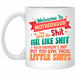 Welcome To Motherhood Ceramic Coffee Mug - New Mom Encouragement Mug, White, 11 oz. White Mug