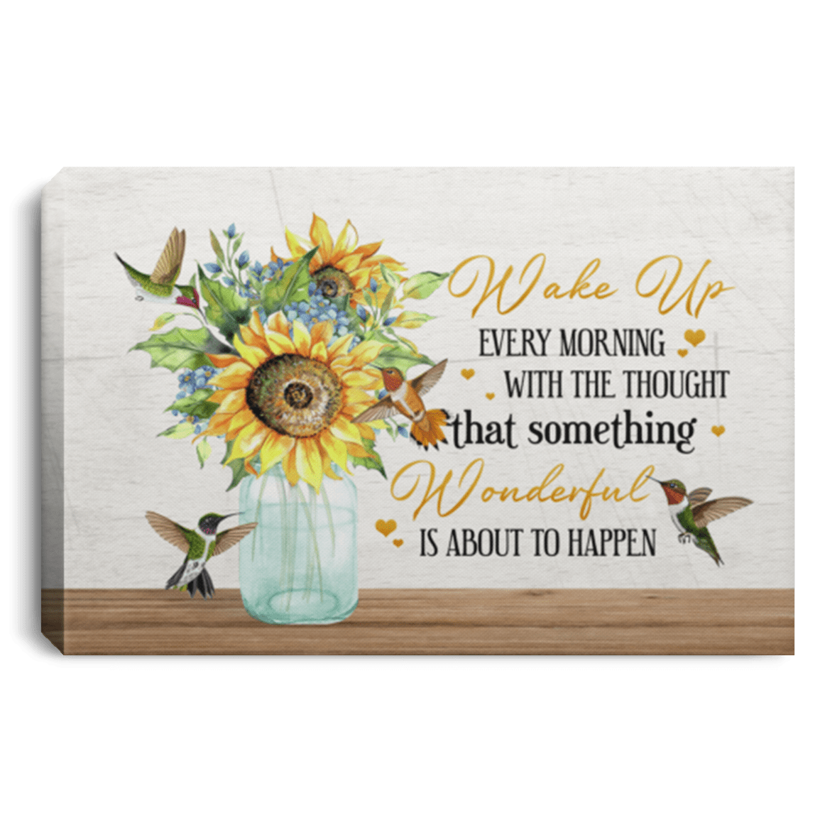 Wake Up Every Morning with the Thought That Something Wonderful Is About to Happen Framed Canvas - Unframed Poster, White, 0.75'' Framed Canvas