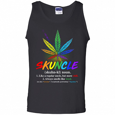 Skuncle Like A Regular Uncle But More Chill Always Smells Like Weed Unisex Tank Top Tee, Black, Unisex Tank Top