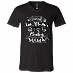 From Fur Mama to Baby Mama Gift For Wife T-Shirt - V Neck, Black, V-Neck T-Shirt