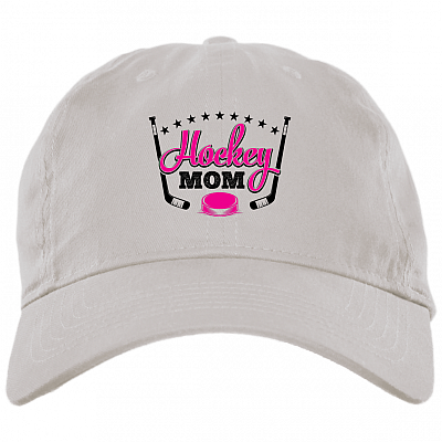 Hockey Mom Lover Twill Cap - Trucker Hat, White, Brushed Twill Dad Cap