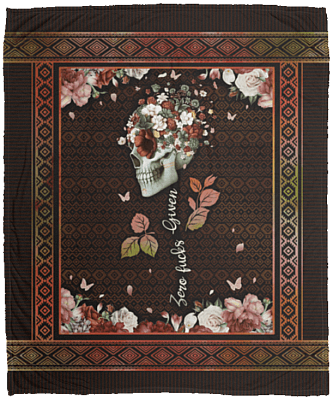 Skull Zero Fuck Given Vintage Fleece Blanket - Premium Sherpa Blanket - Woven Blanket, White, Cozy Plush Fleece Blanket - 50x60