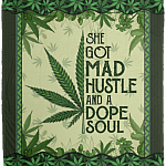 She Got Mad Hustle and a Dope Soul Weed Fleece Blanket - Premium Sherpa Blanket - Woven Blanket, White, Cozy Plush Fleece Blanket - 50x60