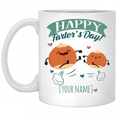 Personalized Happy Farter's Day Coffee Mug - Beer Stein - Water Bottle - Cute Father's Day Gift, White, 11 oz. White Mug
