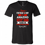 Personalized Happy Father's Day To My Amazing Step-Dad Thanks For Putting Up With My Mom T-Shirt – V-Neck Tee, Black, V-Neck T-Shirt