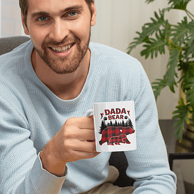 Alternative view of Dada Bear Ceramic Coffee Mug - Beer Stein - Water Bottle - Color Changing Mug - Gift For Daddy Dad Mug