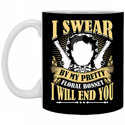 I Swear by My Pretty Floral Bonet Ceramic Coffee Mug - Beer Stein - Water Bottle - Color Changing Mug, Black, 11 oz. White Mug