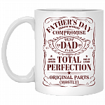 Fathers Day Quality Without Compromise Best Dad 2020 Ceramic Coffee Mug - Water Bottle, White, 11 oz. White Mug