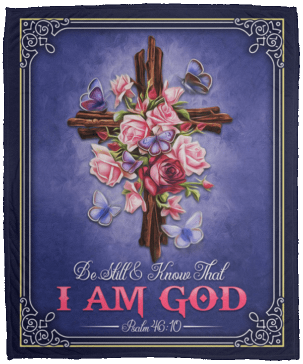 Be Still And Know That I Am God Psalm 46:10 Fleece Blanket - Premium Sherpa Blanket - Woven Blanket, White, Cozy Plush Fleece Blanket - 50x60