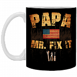 Papa Mr Fix It - Mr Fix It Ceramic Coffee Mug - Beer Stein - Water Bottle - Color Changing Mug, Black, 11 oz. White Mug