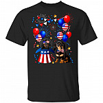 Dachshund 4th Of July Dog T-Shirt - American Flag Fireworks Patriotic Shirt, Black, Unisex T-Shirt