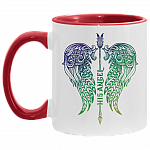 His Angel - Her Guardian Wings Couple Accent Mug, White/Red, 11 oz. Accent Mug